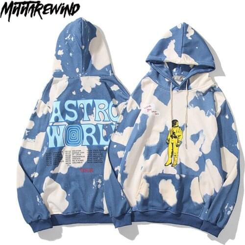 Fashion Hipster Hip Hop Tie Dye Couples Hoodies Sweatshirt Men Women Lightning Cloud Print Hooded Pullover Oversize Cotton Tops