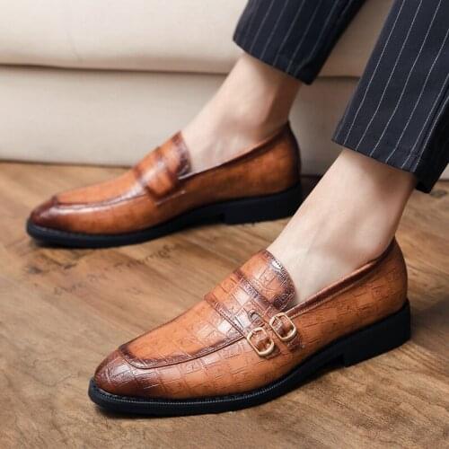 Mens Brand Leather Formal Shoes Casual dress shoes Oxfords Fashion Retro Shoes Elegant work Pointed Toe Footwear Drop Shipping