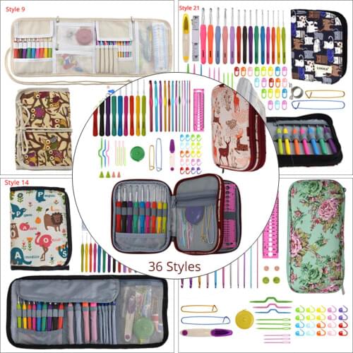 36 Styles Crochet Hook Set With Case Weaving Knitting Needles Set DIY Needle Arts Craft Sewing Tools Accessories For Women