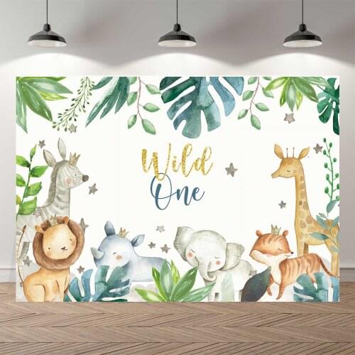 NeoBack Tropical Jungle Forest Wild Animal Safari Party Newborn Baby Shower 1st Birthday Backdrop Custom Photography Background