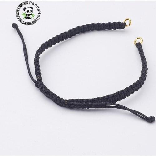 2pcs Black Color Loose Nylon DIY Bracelet Makings with Brass Rings 175x7.5mm