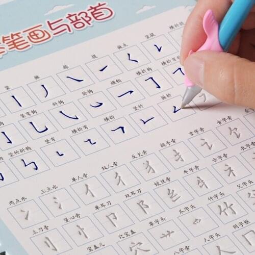 New 2pcs/set Children Pupils Groove Calligraphy Copybook Pinyin / Strokes And Radicals / Stick figure Regular Script Calligraphy