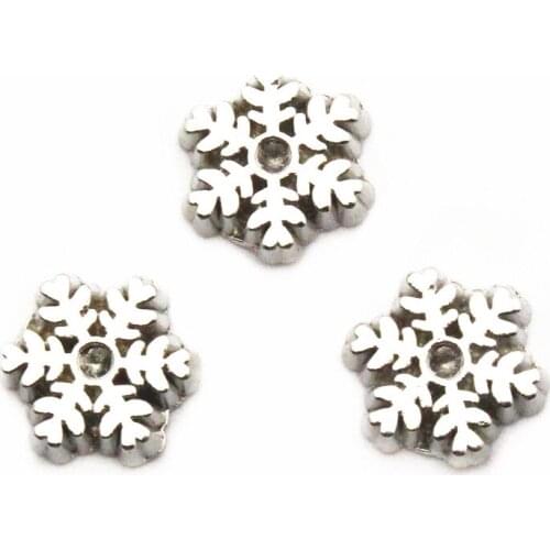 Newest 10pcs/lot Charms snowflake Floating Charms for Floating Memory pendant charms Lockets DIY Jewelry