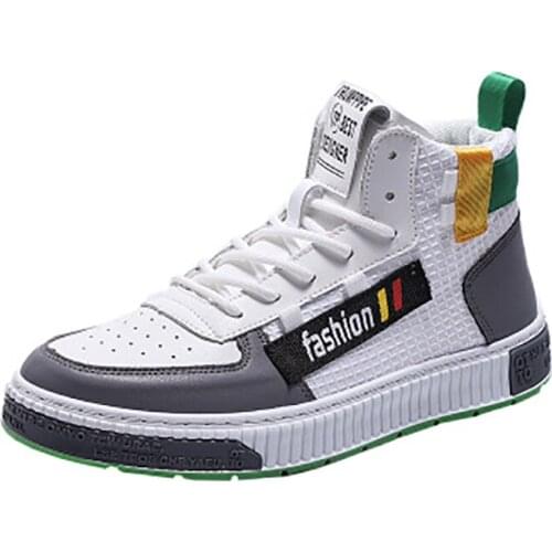 2020 New High Top Breathable Sneakers Korean Flat Mens Running Shoes Designer Trendy Casual Simple White Shoes