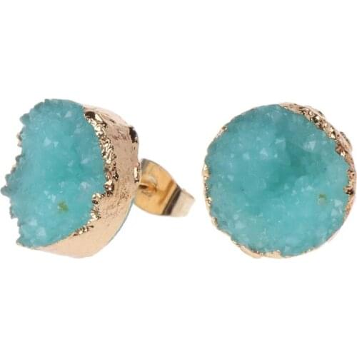 2021 New Druzy Stone Stud Earrings Women Irregular Faux Quartz Geode Crystal Jewelry 2020 trend