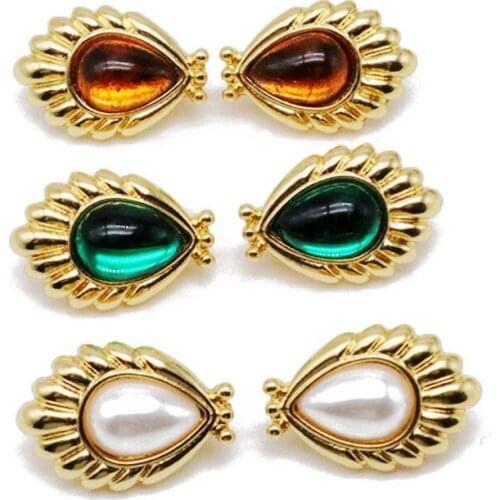 New-Fashion Earring Green Brown White Imitation Pearls Alloy Brincos