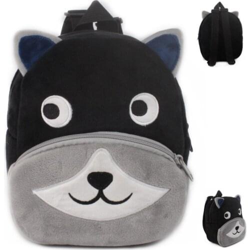 1-3 Years Animal Raccoon Plush Backpack Toddler Baby Boys Kindergarten School Snacks Kids Bag