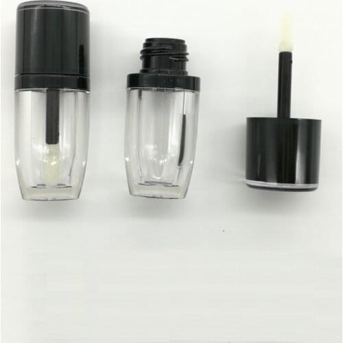 Empty Lip balm Container Mini Sample Cosmetic Lipstick Refillable Bottle Small Plastic Clear Lip Gloss Tube Black Cap Lip 50pcs