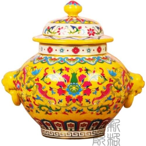 Christmas Special offer of Jingdezhen ceramics enamel vase Alocasia general decoration design Home Furnishing tank storage tank