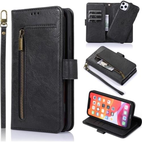 Detachable Flip Leather Case For iPhone 11 Pro Max 6 6s 7 8 Plus Zipper Wallet Purse Cover For iPhone X 10 XR XS Max Phone Case