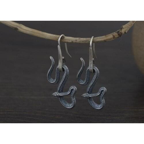 925 Sterling Silver snake cobra Gothic handmade earrings earring Jewelry A4115