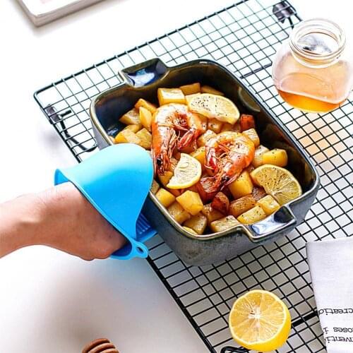 Silicone Gloves Oven Thermal Insulation Gloves Finger Cooking Anti-Slip Oven Mitts Baking Anti-Hot Gloves Kitchen Tools 1 Pair