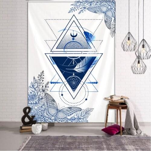 Blue Tarot Card Tapestry Wall Hanging Astrology Divination Bedspread Beach Mat Hippie Decor Wall Cloth