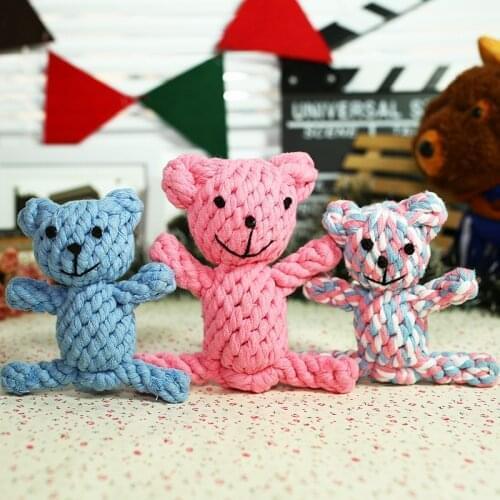 Dog Pet Puppy Chew Cotton Rope Ball Braided Knot Toy Durable Braided Bear Rope Toy Teeth Cleaning Chew Toy