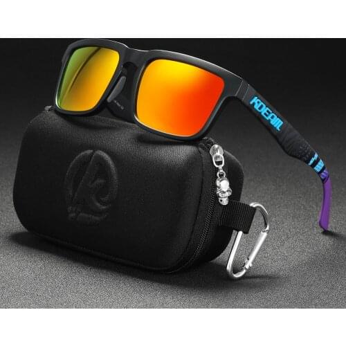 Brand men Square Sunglasses Polarized&UV400 Sports Sun Glasses Reflective Coating Mirrored lens Original KDEAM With Case KD332