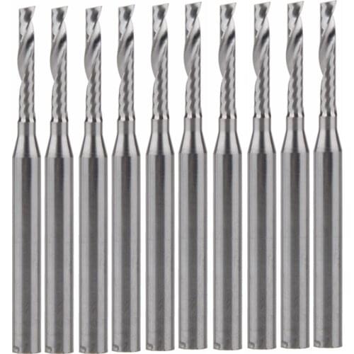 10pcs CNC Carbide One Flute Spiral Bit 3.175x2x12mm High Durability