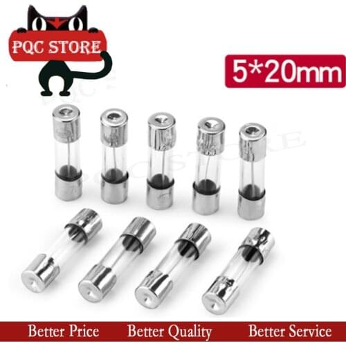 10Pcs 5x20mm Fast Quick Blow Glass Tube Fuse Assorted Kit Fast Blow Glass Fuses 1A 2A 3A 5A 6A 8A 10A 12A 15A 20A/250V 6*30 mm