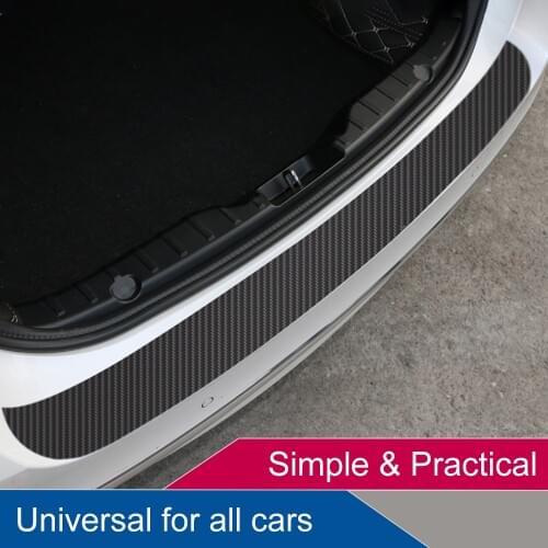 Universal Trunk Rear Guard Plate Sticker Car Rear Bumper Trim Anti-Kicked Scratch Protection Sticker Strip 3D Carbon Fiber Film