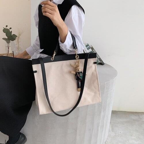2021 Women Leisure Large Capacity Canvas Bag Ladies Canvas Commuter Tote Bag Fashion Canvas Shoulder Bag