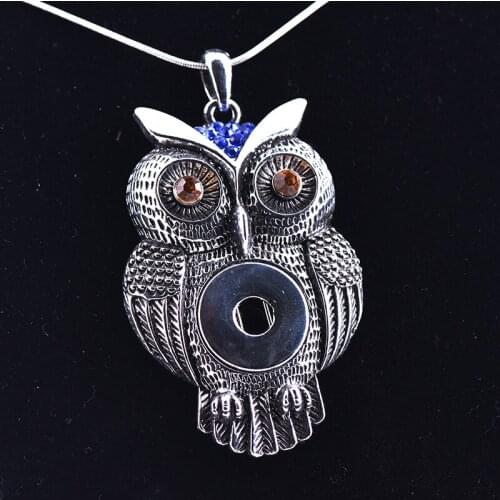 1pcs Owl Pendant Necklace 18mm Ginger Snap Button Vintage pendant charm jewelry without chain SP18-128