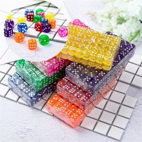 10Pcs 14mm Cubic Transparent Colorful Exquisite Dice Collection Decoration Game Dice High Quality Dices
