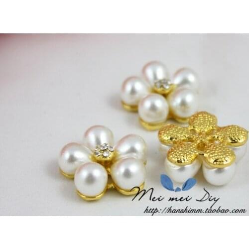 10pcs/lot Pearl Flower Cell Phone DIY Alloy Decoration