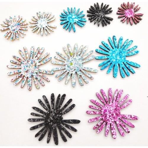 100pcs/lot 3cm glitter sun flower patches appliques for headwear decoration handmade hair clip accessories