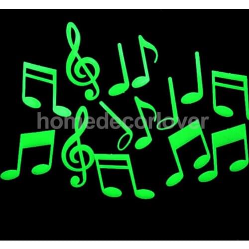 14pcs Glow In the Dark Musical Note Symbol Stickers Kids Wall Bedroom Nursery