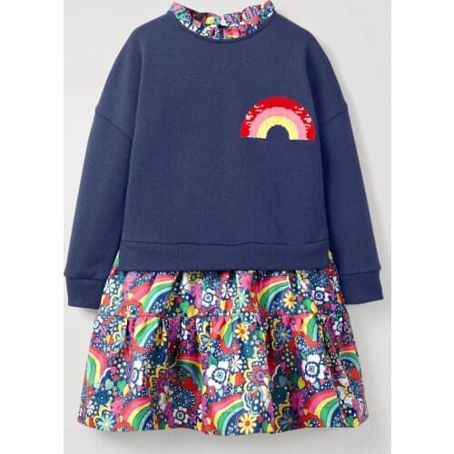 2021 New Children Elegant Dress for Girl Rainbow Sequin 2-7 Years Girls Clothes Autumn Winter Girls Party Dress Kids Party Dress