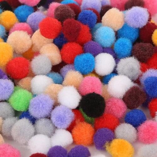 300Pcs 10mm Colorful Pompom Ball Fur Ball Plush Mixed Color Creative Kids Handmade Material Glitter Foam Ball DIY Craft Supplies