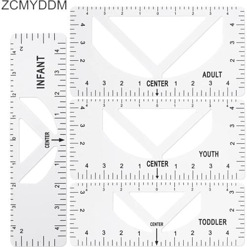 ZCMYDDM 4PCS Guide Ruler Center Align Design PVC Rulers for Designs Adult Youth Toddler Infant DIY Crafts Sewing Accessories