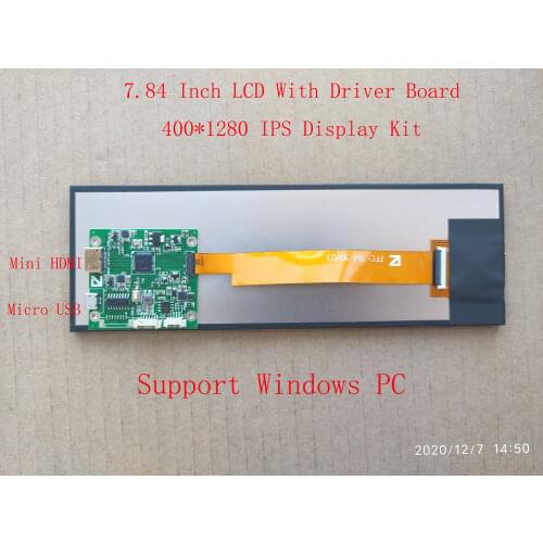 7.84 Inch Bar Display 400*1280 IPS LCD HDMI Compatible Second Monitor Sub Display Expand Display Chassis Sub Screen