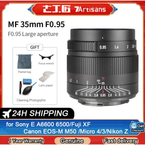7 Artisans 35mm F0.95 APS-C Camera Lens Wide-Angle Large Aperture For Sony E Nikon M4/3 Fuji XF Z Canon EF-M Mount Micro Single