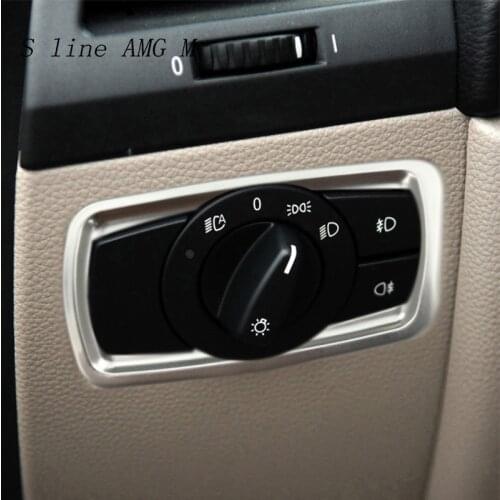 Car Styling For BMW 1 Series E81 E82 E87 Auto Headlight Switch Button Frame Interior panel Decorative Cover Stickers Accessories