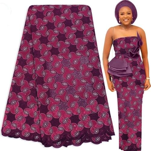 Bestway African Swiss Voile Lace Fabric Rhinestones High Quality Embroidery Nigerian Traditional Boubou Aso Ebi Dress Material