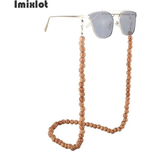 Fashion Round Beads Chains for Glasses Natural Coconut Shell Eyeglass Sunglasses Chain Antislip Eyewears Cord Lanyard Necklace