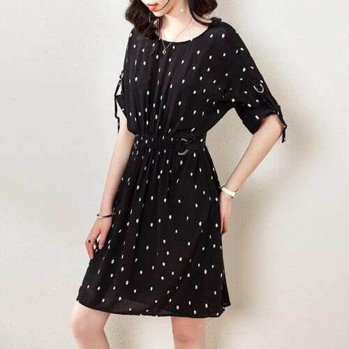 Black polka dot silk floral maxi dress women femme 2020 summer long work boho beach office sexy party dresses plus size