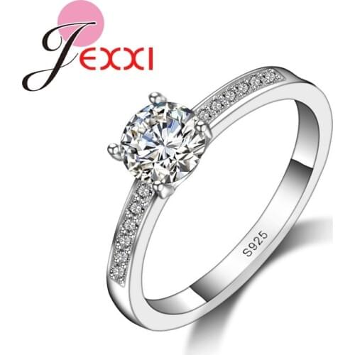Brand Quality 925 Sterling Silver Jewelry Ring CZ Engagement Wedding Rings For Women Best Friends Birthday Gifts