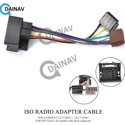 12-026 ISO RADIO ADAPTER CABLE FOR CITROEN C2,C3 2003+;C4,C5 2004+/PEUGEOT All models with Most connector