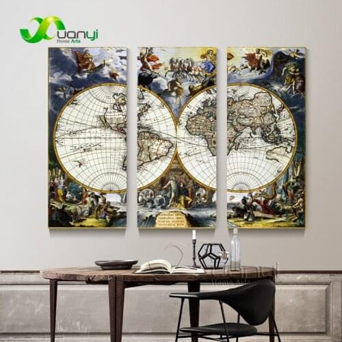 World Map Canvas 3 Piece Oil Painting Wall Art Picture For Living Room Modular Paintings On The Wall Art Cuadros Decor Unframed