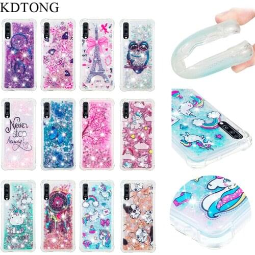 KDTONG Phone Case For Samsung Galaxy A50 A70 A51 A71 5G Cases Cute Glitter Liquid Soft Silicone TPU Cover Capa Funda