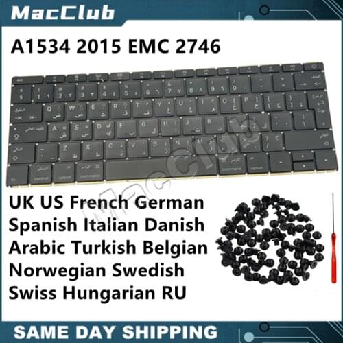 UK US French Danish German Spanish Italian Danish keyboard for Macbook Retina A1534 2015 EMC 2746 UK Keyboard Japan JP Keyboard