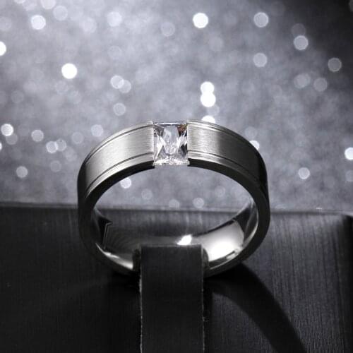MOREDEAR Never Fade 6mm Stainless Steel Solid Zircon Ring Engagement Wedding Charm Rings Men Women