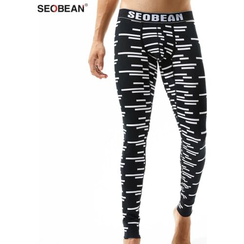 SEOBEAN Mens Sexy Slim Cotton Long Johns Thermal Underwear Warm Leggings Underpants For Men Underwear Long Johns M-XXL