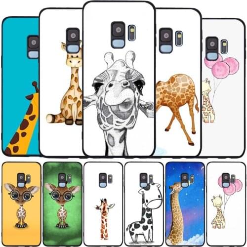 Cartoon animal giraffe black Soft phone Case For Samsung S20 S10 S9 S8 S7 edge Plus Lite Note 8 9 10 A6 A7 A8 A9 2018 Cover