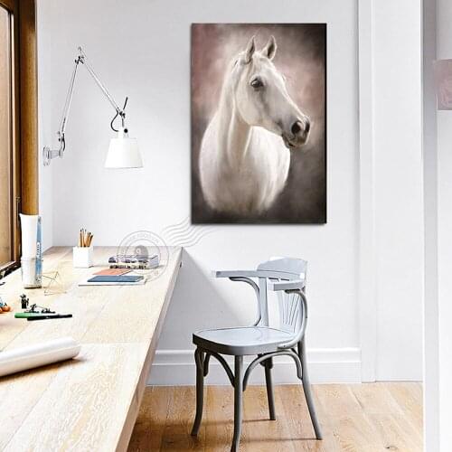 Nordic Poster Art Canvas White Horse Head Painting Wall Art Canvas Printed Pictures for Living Room Wall Decor Animals Artwork