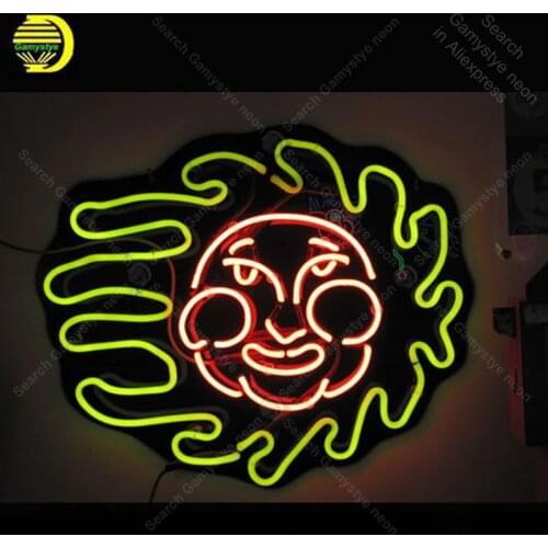 Neon Sign Smile Sun Face Neon Signs Real Glass Tube Board Neon Bulb Signboard decorate home Bedroom Handcrafted lamps Light up