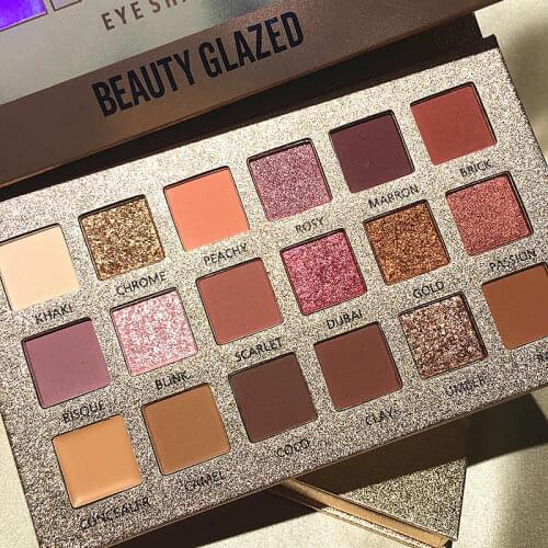Beauty Glazed 18 Color Sexy Glitte Matte Eyeshadow Palette Diamond Pearlescent Waterproof Eyeshadow Palette Newyear Gift TSLM2