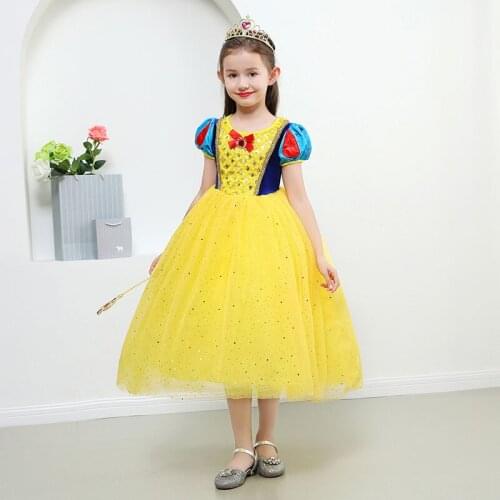 Girls Snow Princess Dress Cosplay Costume Summer Flower Chilren Clothes Kids Halloween Christmas Birthday Party Dress with Cloak