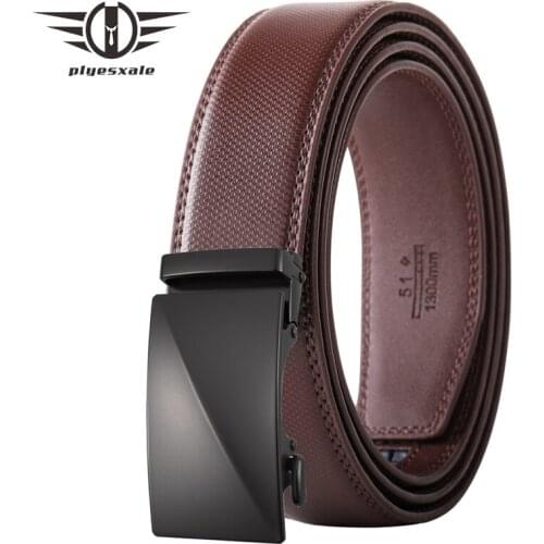Plyesxale Genuine Cowhide Leather Belt Automatic Buckle Waist Strap Gift Business Casual Luxury Brand 3.5cm Belts for Men B626